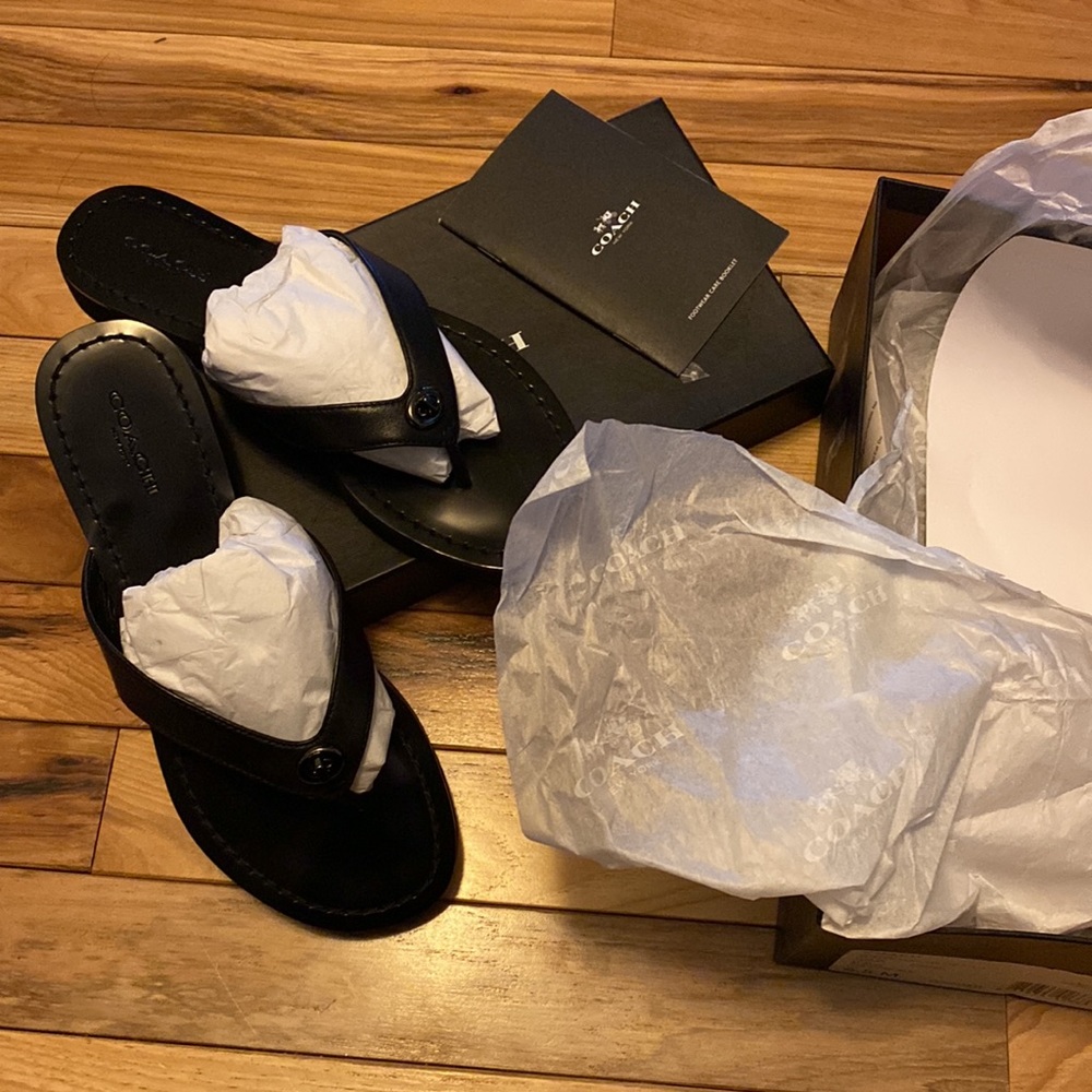 NIOB coach Shelly semi matte leather sandals sz 6.5-perfect gift!
